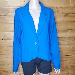 ♥️ eyeshadow blue Blazer fitted women's suit jacket long sleeve Size L